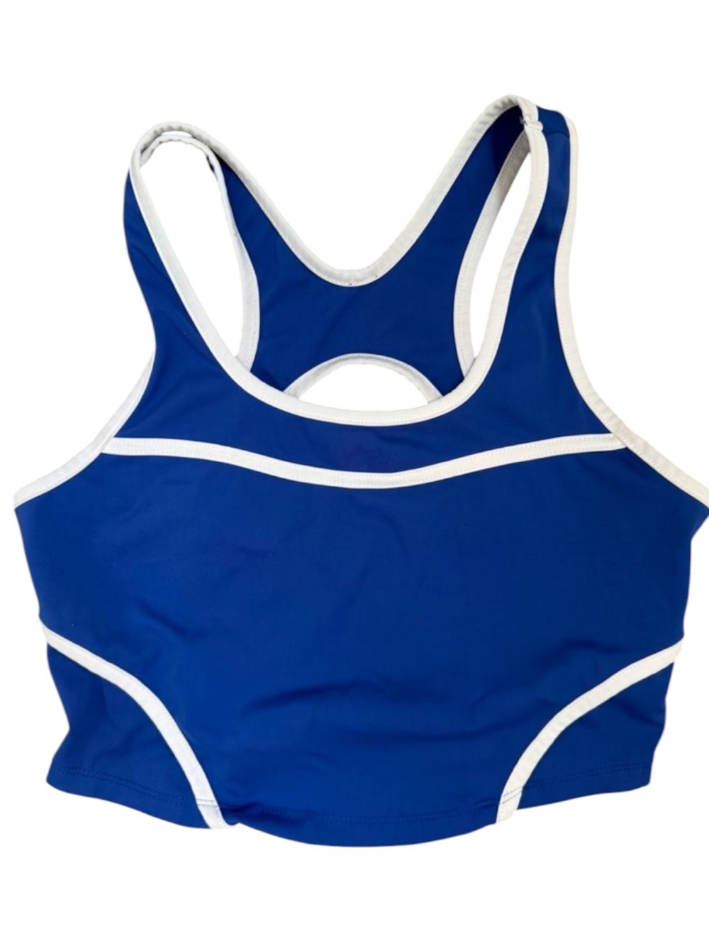 Blue Trim Racerback Swim Top - Women